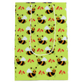 Bijen honingbij rode bloemen patroon medium cadeauzakje (Achterkant)