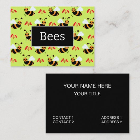 Bijen honingbij rode bloemen patroon visitekaartje (Voorkant / Achterkant)