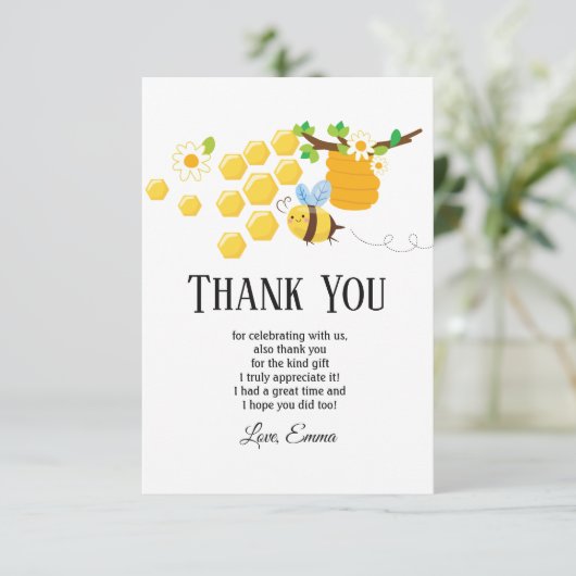 bijen, honingbijen, honingraat, Bumble bei dank u Bedankkaart (Staand voorkant)