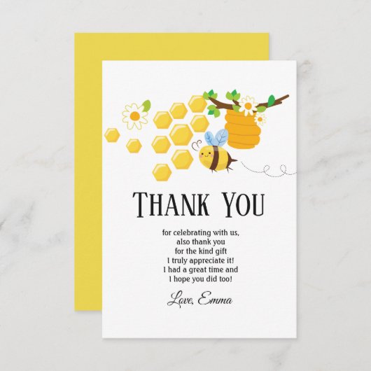bijen, honingbijen, honingraat, Bumble bei dank u Bedankkaart (Voorkant / Achterkant)