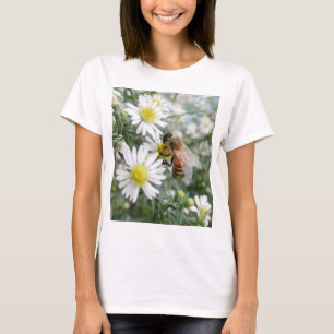 Bijen honingbijen Wildbloemen bloemen Daisies Foto T-shirt