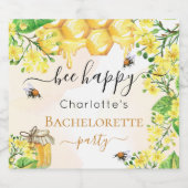 Bijen honinggele florale bachelorette sparkling wijnetiket (Enkel label)