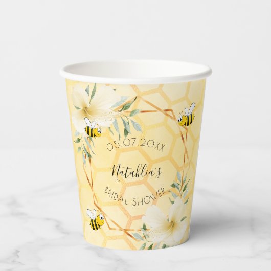 Bijen honingraat bloemetuin bruidsfeestje papieren bekers (Achterkant)