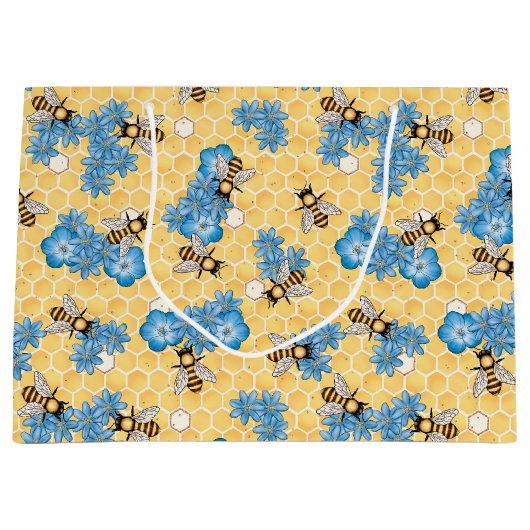 Bijen Honingraat Gift Bag Groot Cadeauzakje (Voorkant)