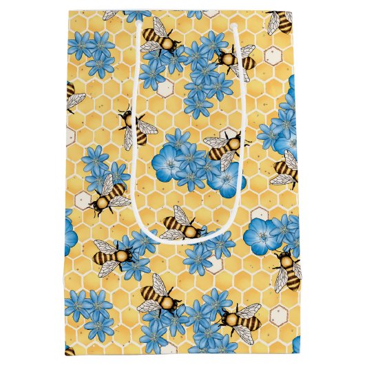 Bijen Honingraat Gift Bag Medium Cadeauzakje (Achterkant)