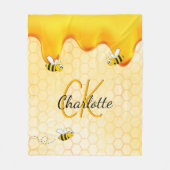 Bijen honingraat honing druppelen monogram fleece deken (Voorkant)