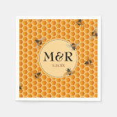 Bijen' Honingraat Monogram Satijn Goud Servet (Voorkant)