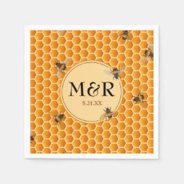 Bijen' Honingraat Monogram Satijn Goud Servet