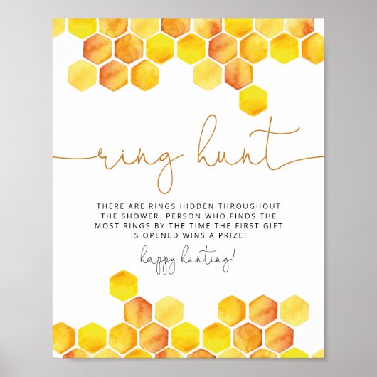 Bijen honingraten ring jacht bruids douche spel poster (Voorkant)