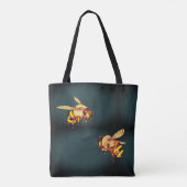 Bijen honingretro  marmer monogram tote bag (Achterkant)