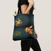 Bijen honingretro  marmer monogram tote bag (Dichtbij)