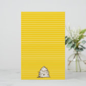 Bijen houden honing bij geel gevoerd briefpapier (Staand voorkant)