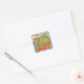 Bijen houden rode tuinbloemen vierkante sticker (Envelop)