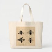 Bijen Illustratie Antiek bijenkunst  design Grote Tote Bag (Voorkant)