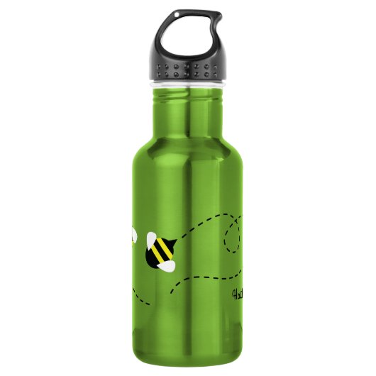 Bijen imker waterfles met naam waterfles  (Voorkant)