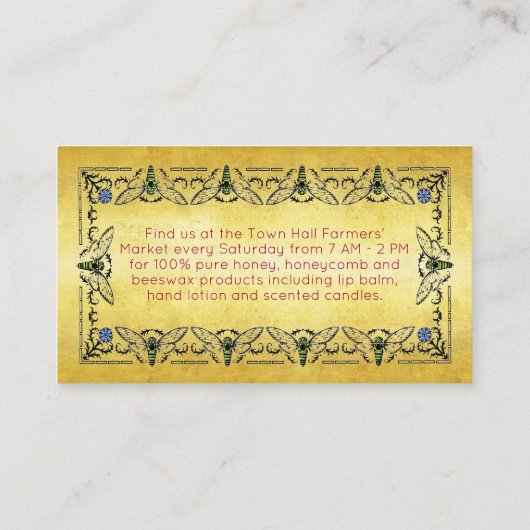 Bijen in de Achtertuin Goud Blad Visitekaartje (Achterkant)