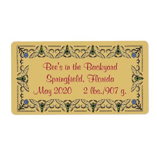 Bijen in de achtertuin Honey Jar Etiket (Voorkant)