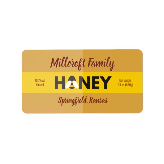 Bijen in de Honey Dark Amber Honey Jar Etiket (Voorkant)