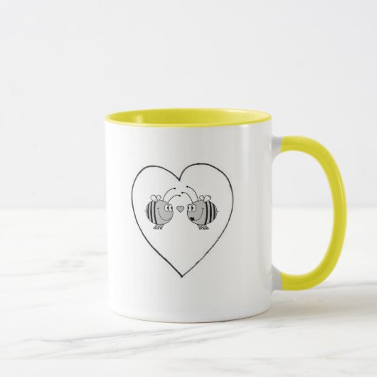 Bijen in de Mok van het liefdeskoffie (Rechts)