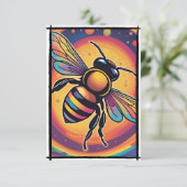 Bijen in de ruimte plat dank je kaart (Staand voorkant)