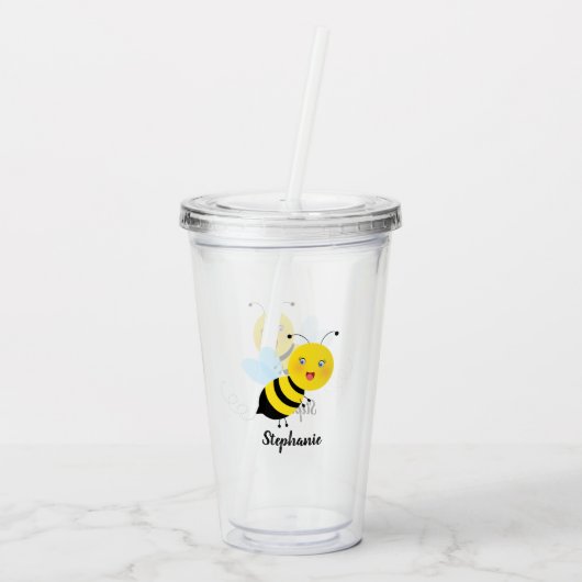 Bijen in de Tulip-tuin Acryl Drinkbeker (Achterkant)