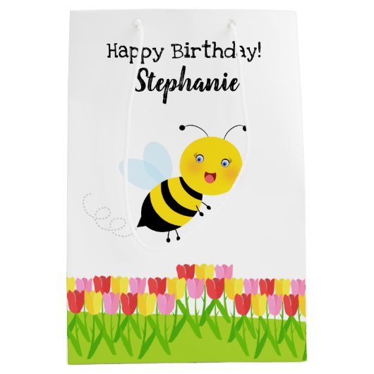 Bijen in de Tulip-tuin Medium Cadeauzakje (Voorkant)