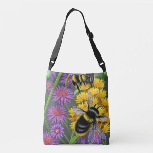 Bijen in een bloem crossbody tas (Achterkant)