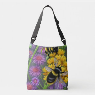Bijen in een bloem crossbody tas