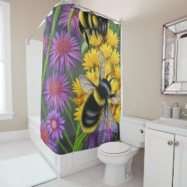 Bijen in een bloem douchegordijn