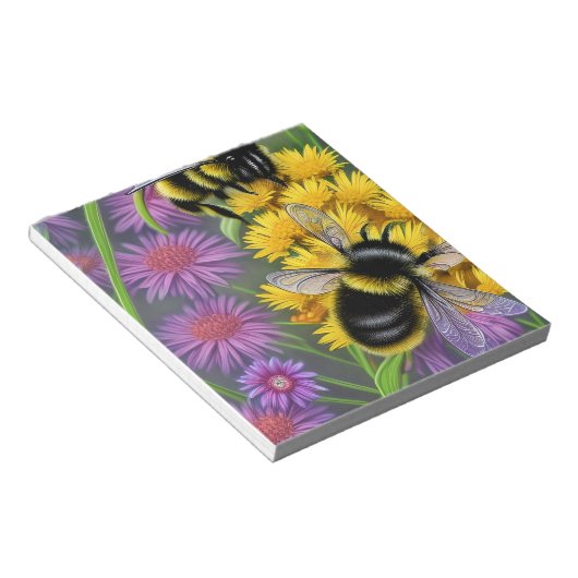 Bijen in een bloem notitieblok (Schuin)