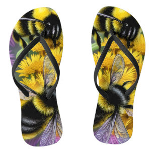 Bijen in een bloem teenslippers