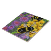 Bijen in een bloem tegeltje (Zijkant)