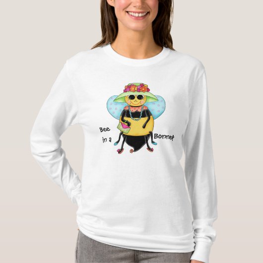 Bijen in een Bonnet Whimsy Honey Bee Art Custom T-shirt (Voorkant)