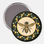 Bijen in  geel bloemig Lijst  Magneet (Voorkant / Achterkant)