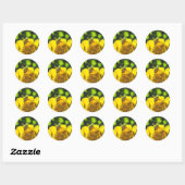 bijen in gele bloem ronde sticker (Vel)