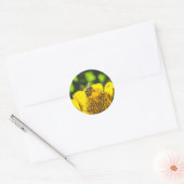 bijen in gele bloem ronde sticker (Envelop)