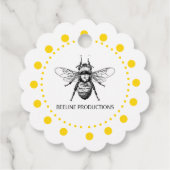 Bijen in gouden cirkel zaken bedankjes labels (Achterkant)