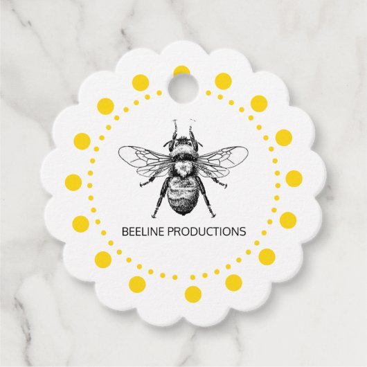 Bijen in gouden cirkel zaken bedankjes labels (Voorkant)