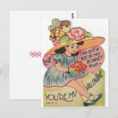 bijen in haar Bonnet Valentijn Briefkaart (Voorkant / Achterkant)