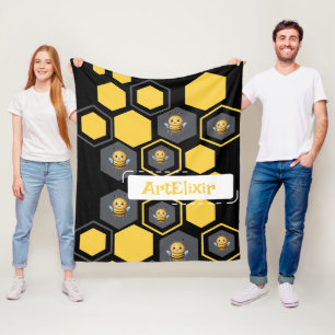 Bijen in Honingraat Print Fleece Deken