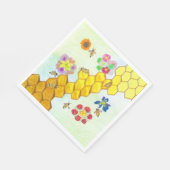 Bijen in schoonheid Kleurrijke Bloemen Papier Serv Servet (Hoek)