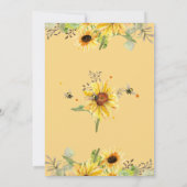 Bijen in zonnebloemen Rustic Wood Birthday Party Kaart (Achterkant)