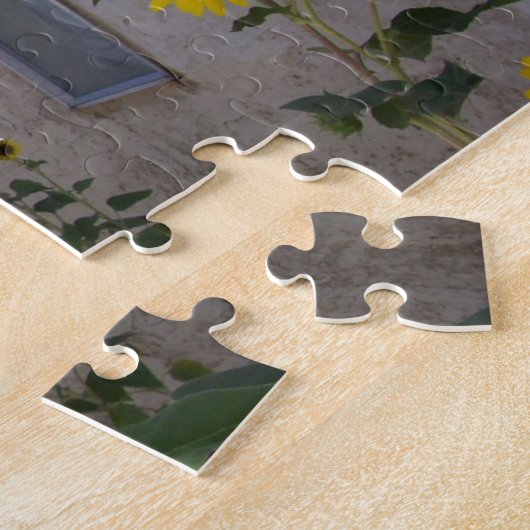 Bijen in zonnebloempitfoto legpuzzel (Zijkant)