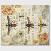 Bijen Insecten Rose Boeket Cadeaupapier (Vlak)