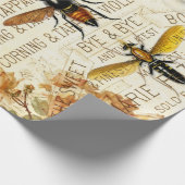 Bijen Insecten Rose Boeket Cadeaupapier (Hoek)