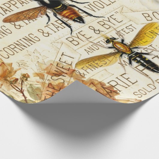  Bijen Insecten Rose Boeket Cadeaupapier (Hoek)