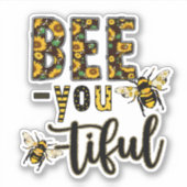 Bijen jij Ti Ful Honeybees Zonnebloemen Sticker (Voorkant)