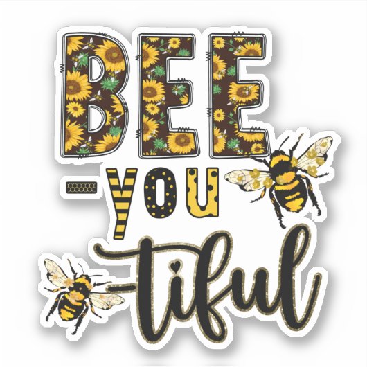 Bijen jij Ti Ful Honeybees Zonnebloemen Sticker (Voorkant)