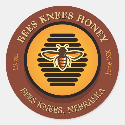 Bijen Knees Beehive Dark Amber Honey Jar Labels (Voorkant)