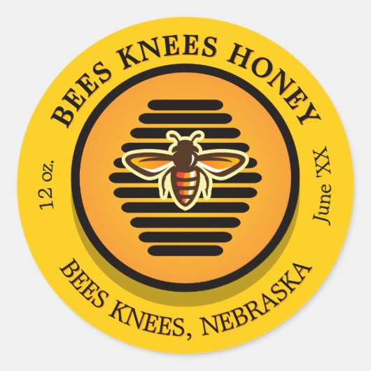 Bijen Knees Golden Honey Jar Classic Round Sticker (Voorkant)